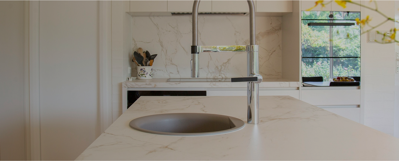 Kitchen with a finished stone countertop